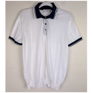 Michele Negri Italian Lightweight Knit Nautical Preppy Quiet Luxury Polo Shirt M